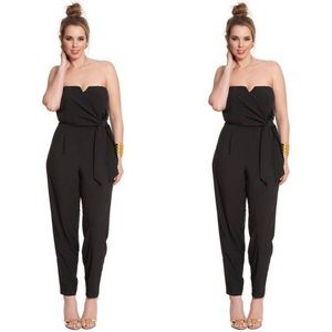 Eloquii Black Faux Wrap Strapless Jumpsuit